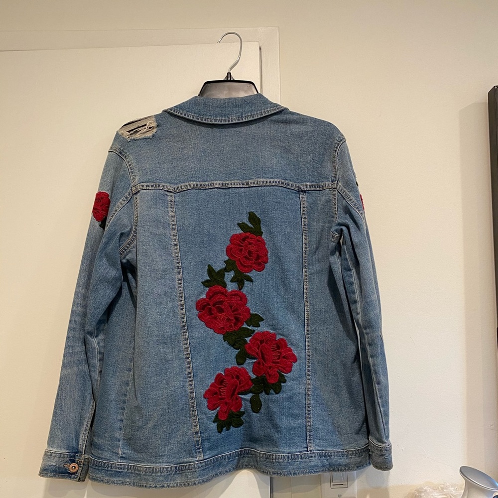 Red rose jean jacket